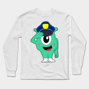 Alien as Police officer with Police hat Long Sleeve T-Shirt